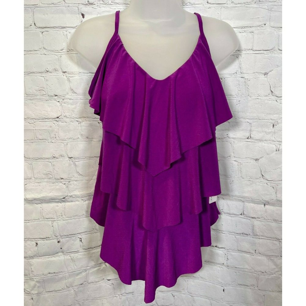 Magicsuit Size 12 Purple Amethyst Rita Tiered Slimming Tankini NWT